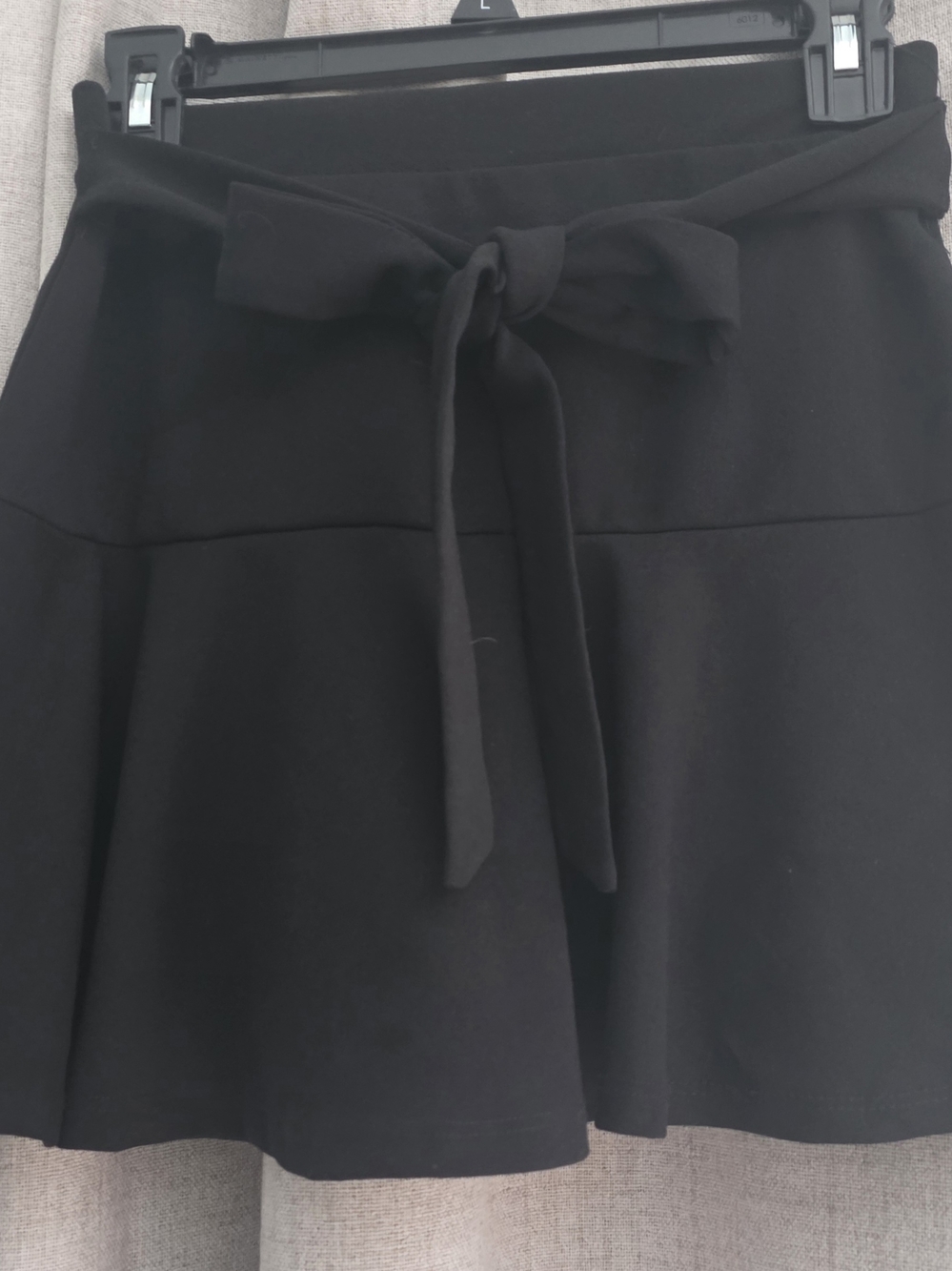 iris Black Mini Skirt with Front Tie Bow